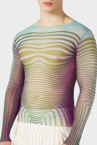 Top Flower imprimé en tulle - Blue & Purple