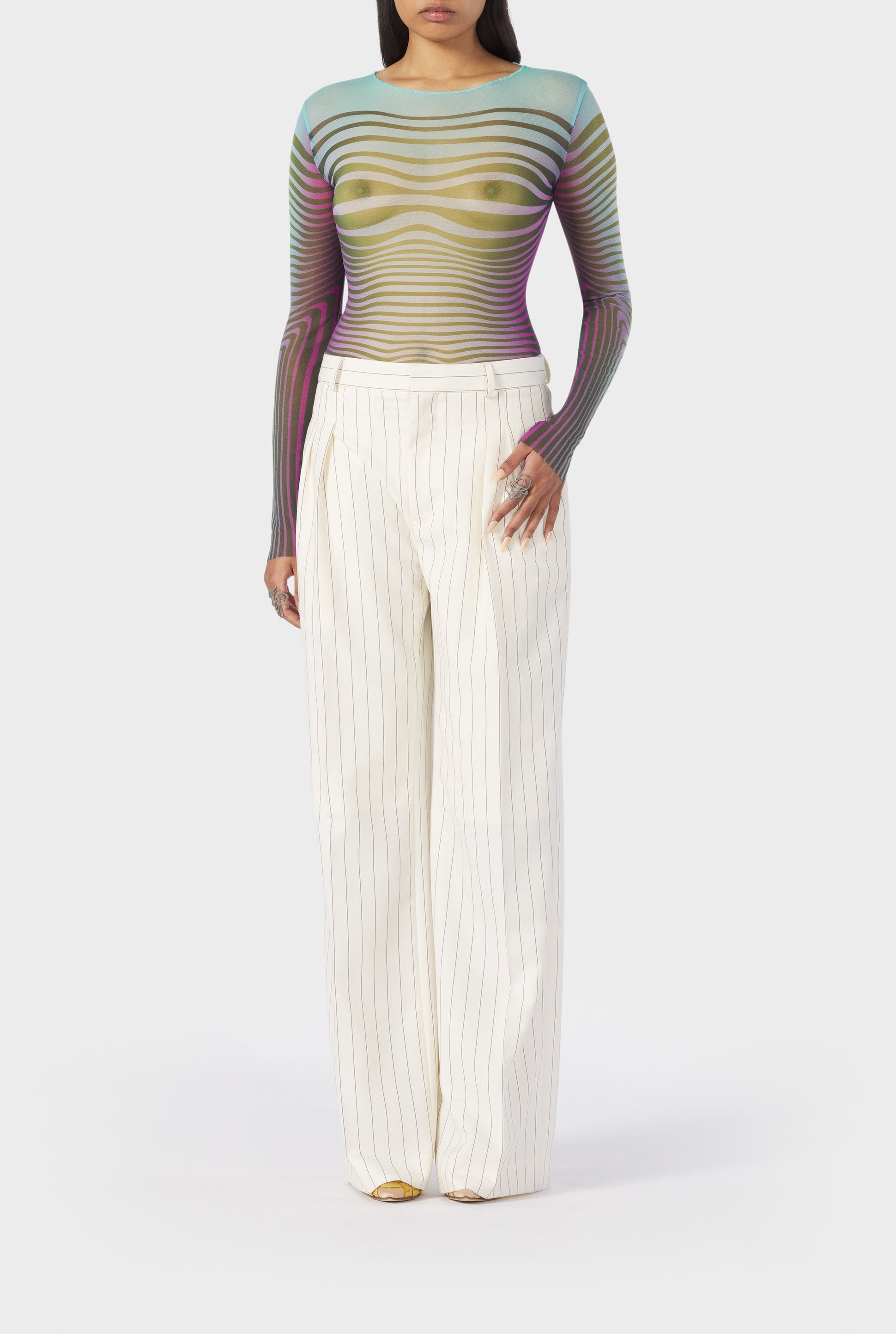 Top Flower imprimé en tulle - Blue & Purple