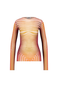 Top Flower imprimé en tulle - Red & Orange
