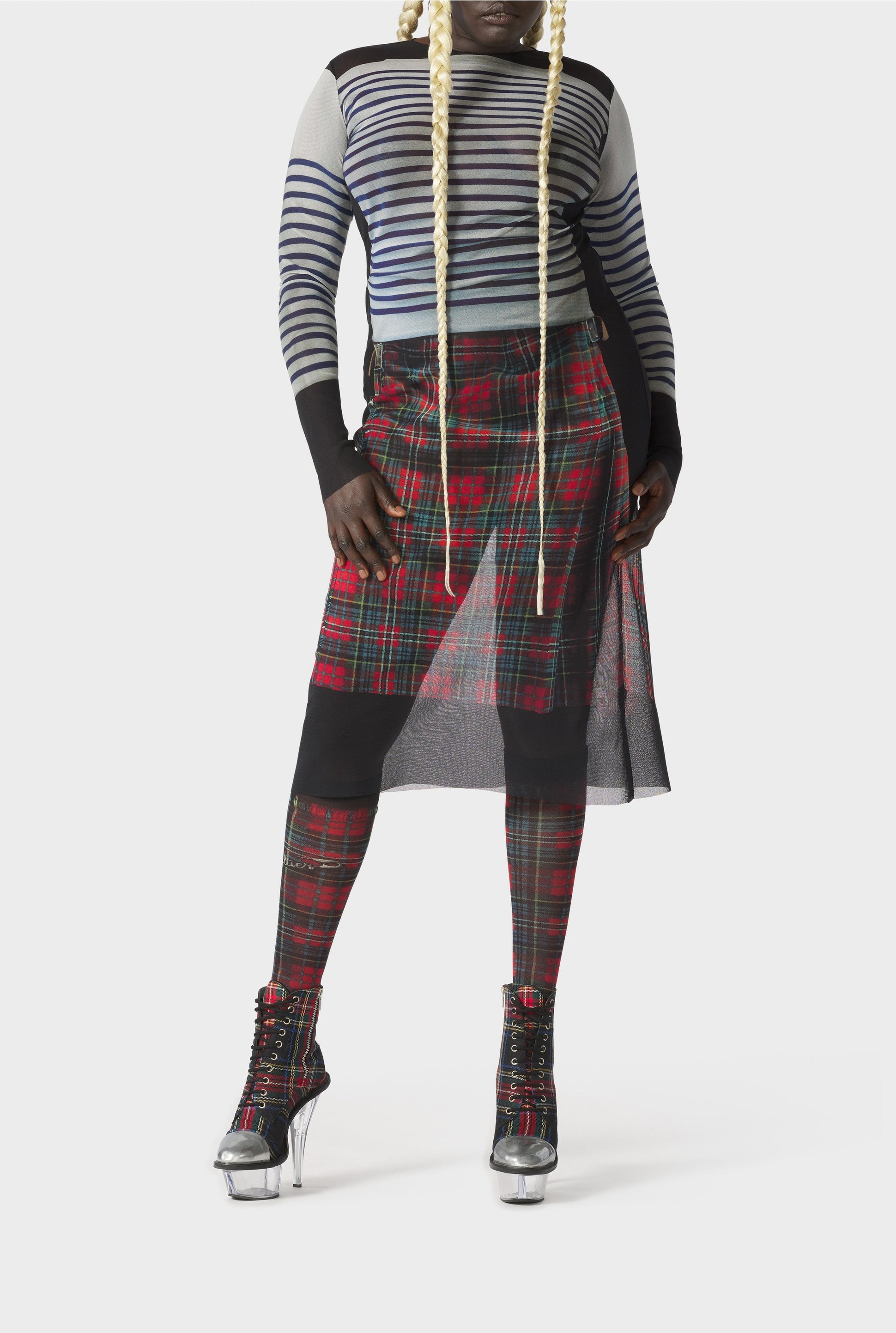 Robe Flower marinière Kilt - White & Blue & Red