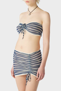 Top bandeau marinière à rayures - Écru & Blue