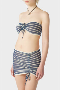 Striped bandeau top - Ecru & Blue