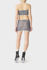 Striped bandeau top - Ecru & Blue