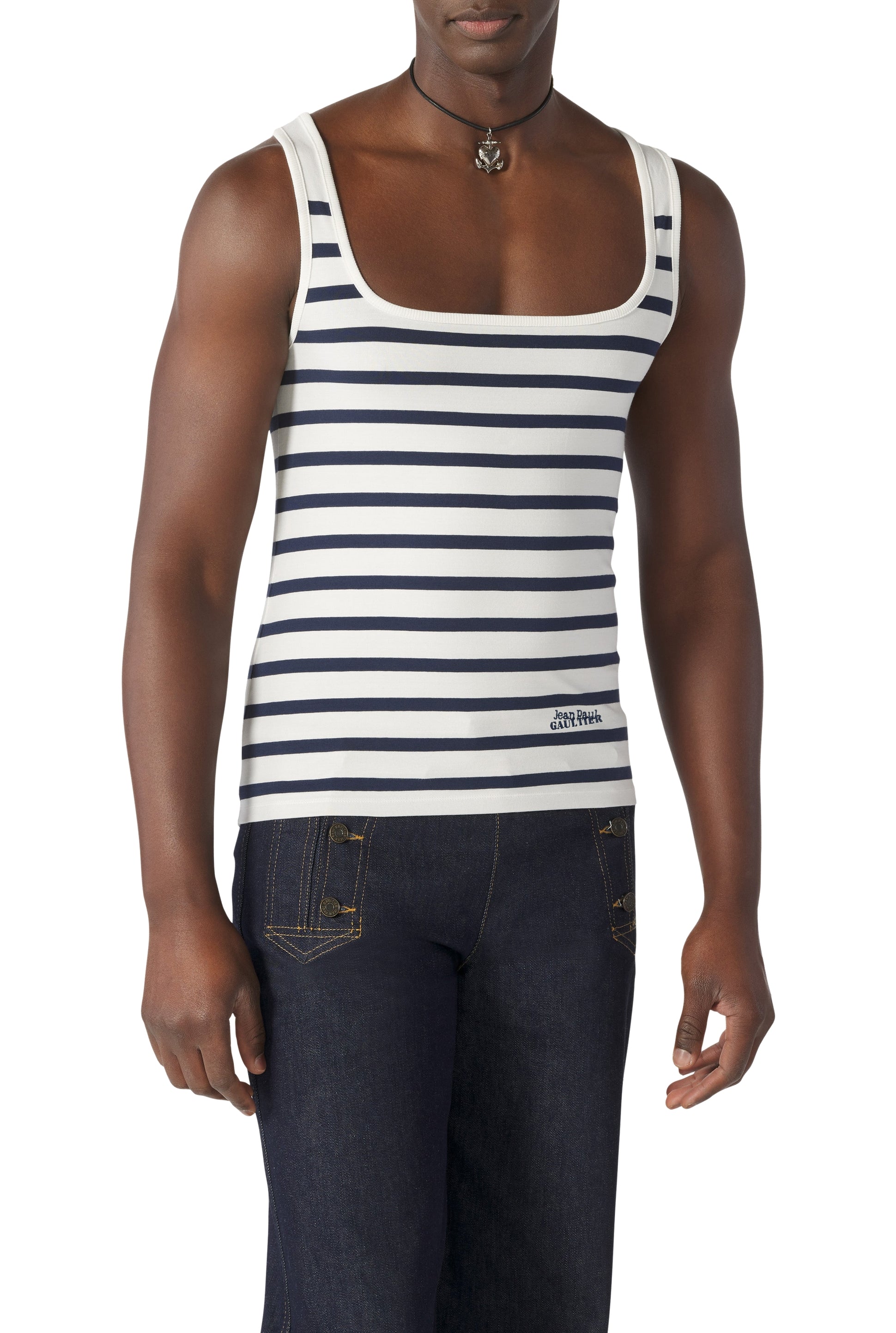 Débardeur Marin en coton - White & Navy