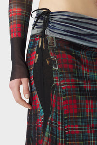 Jupe unisexe kilt à motif tartan - White & Blue & Red