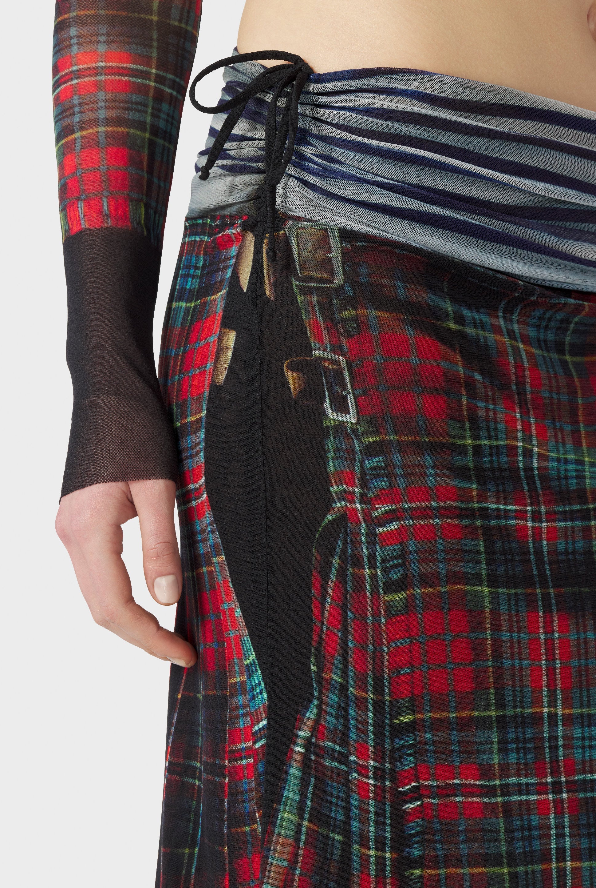 Jupe unisexe kilt à motif tartan - White & Blue & Red