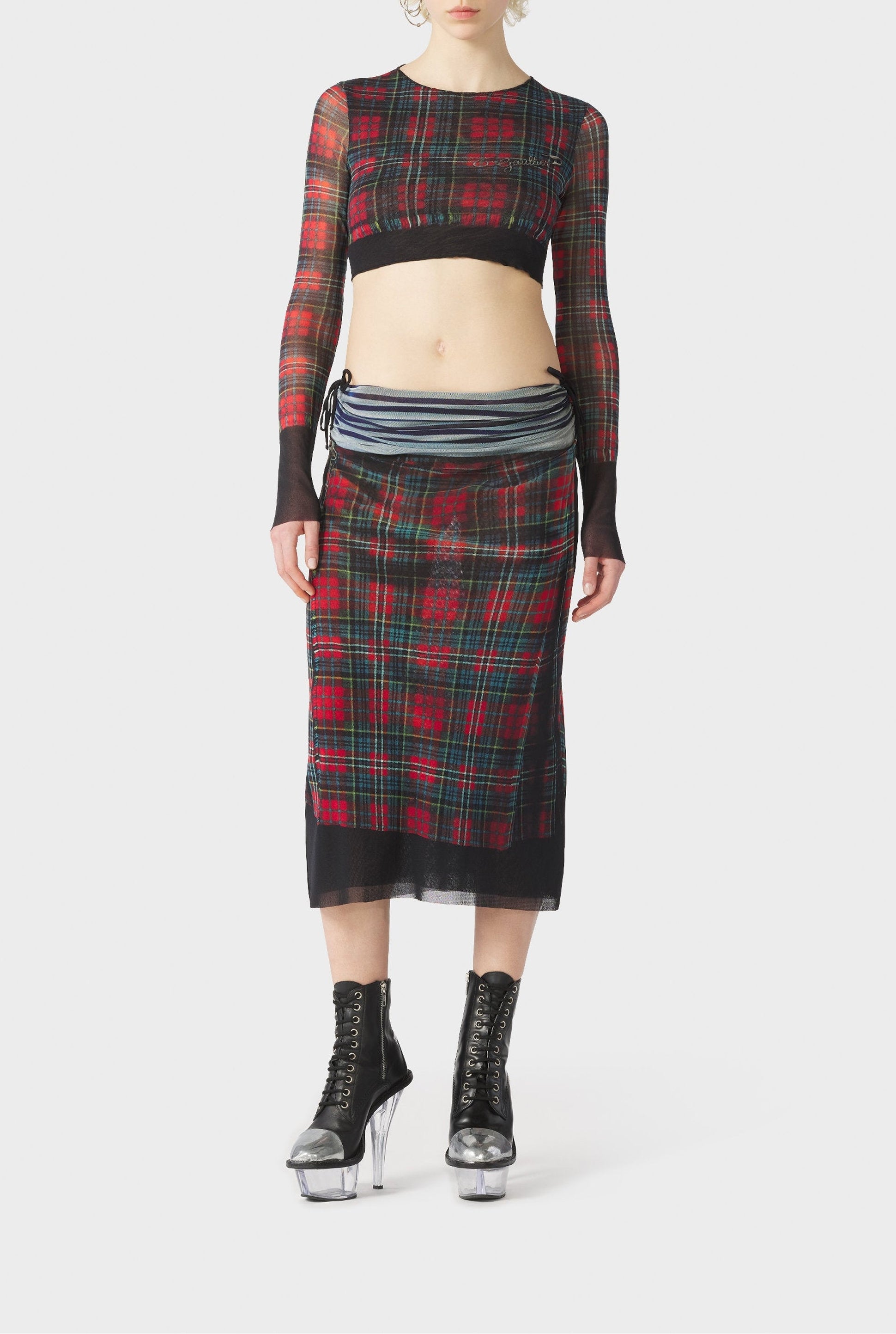 Jupe unisexe kilt à motif tartan - White & Blue & Red