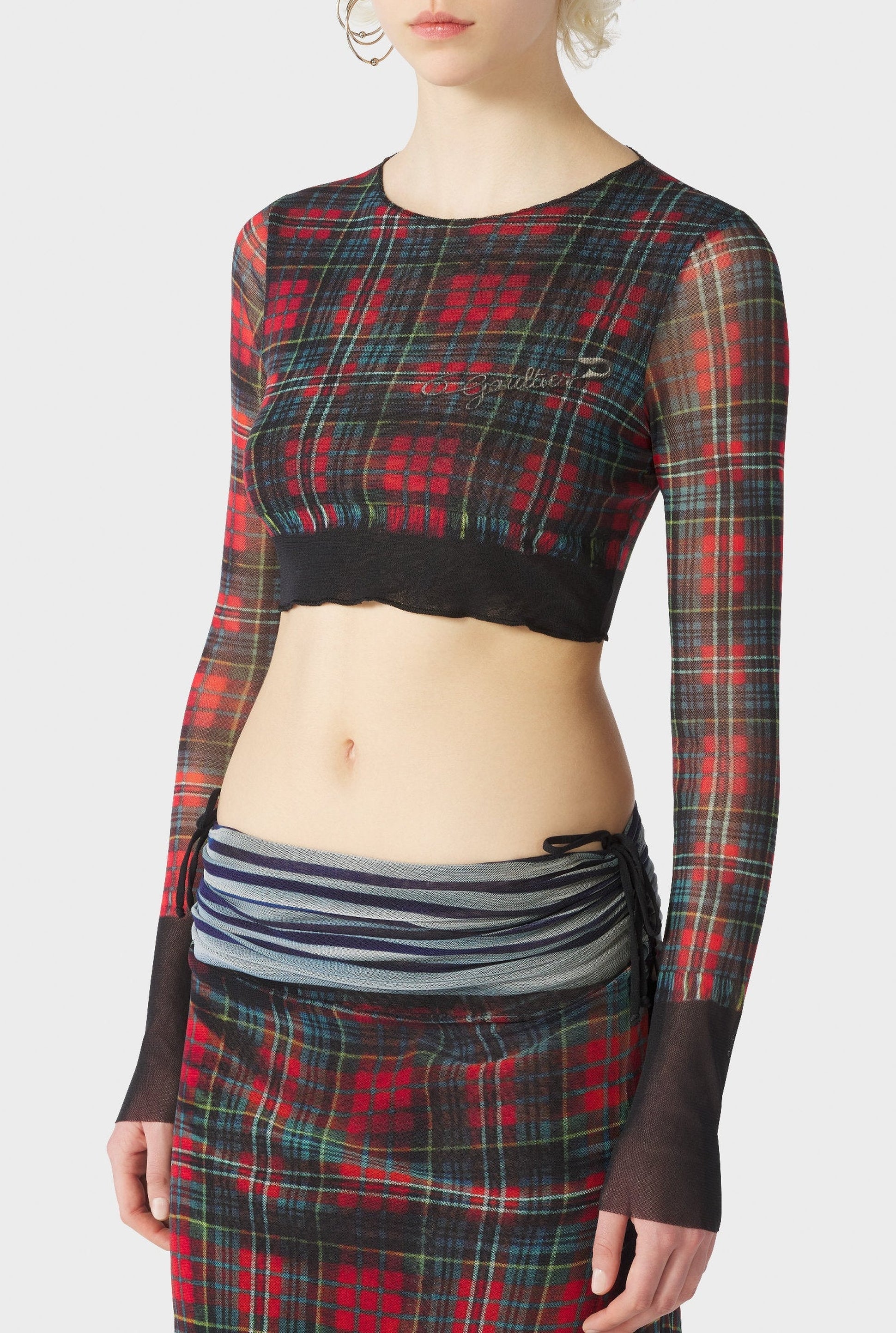 Jupe unisexe kilt à motif tartan - White & Blue & Red