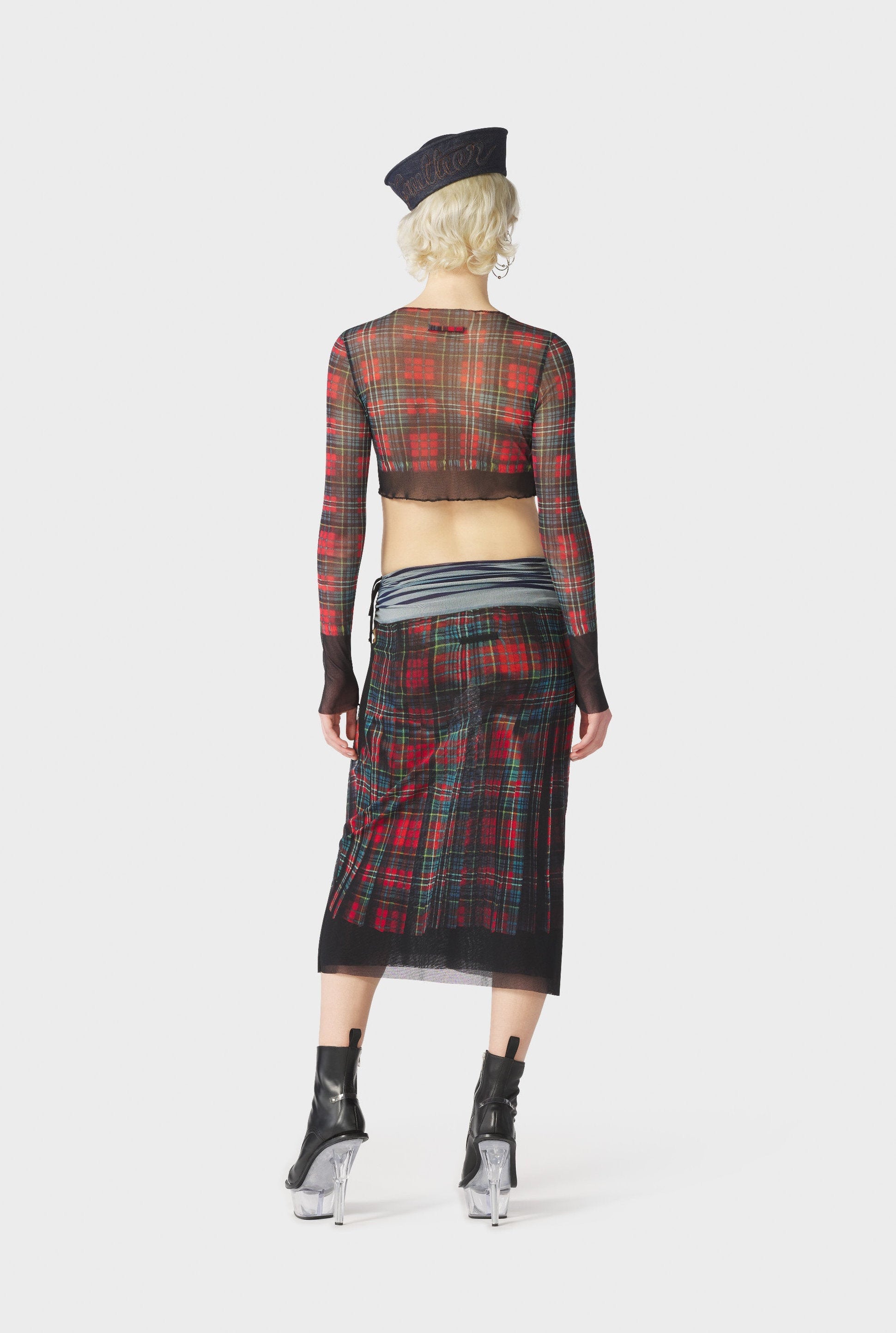 Jupe unisexe kilt à motif tartan - White & Blue & Red