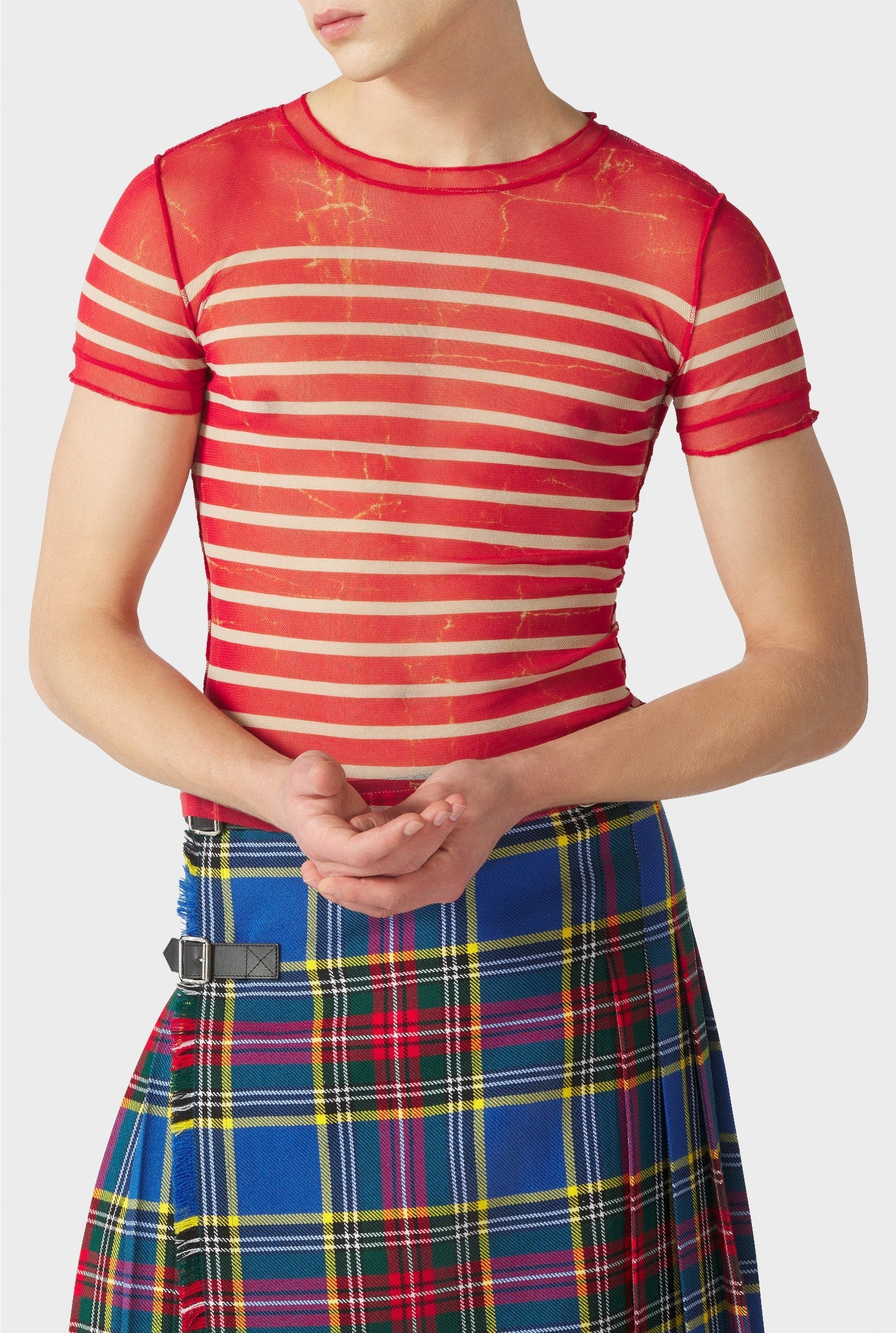 Unisex tulle sailor t-shirt - Ecru & Red