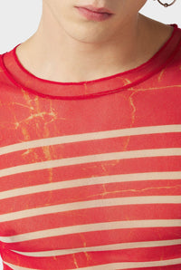Unisex tulle sailor t-shirt - Ecru & Red