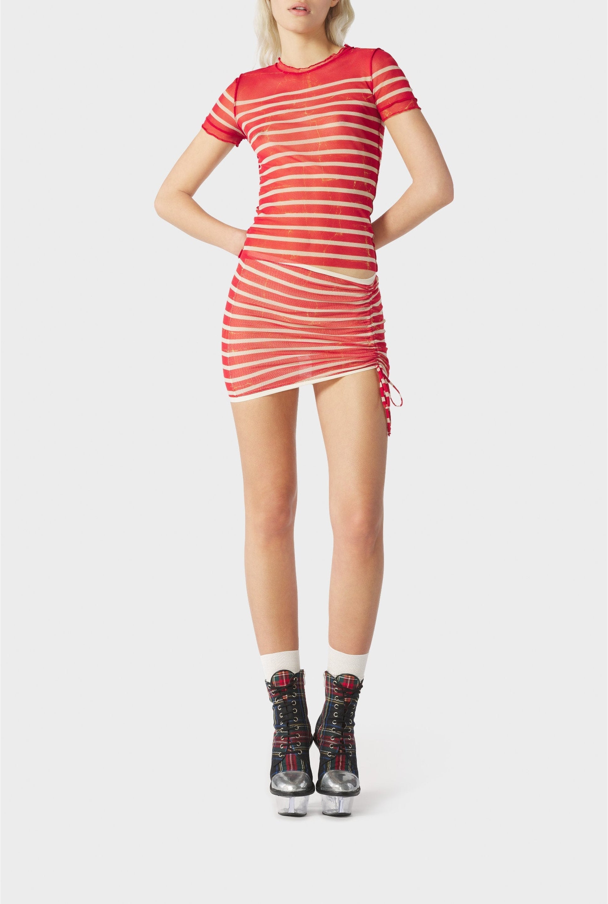 Unisex tulle sailor t-shirt - Ecru & Red