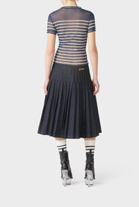 T-shirt unisexe marinière en tulle - Écru & Blue