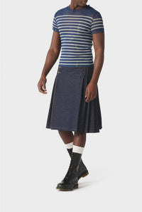 T-shirt unisexe marinière en tulle - Écru & Blue