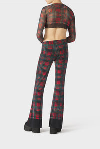 Top unisexe court à motif tartan - Black & Red & Blue
