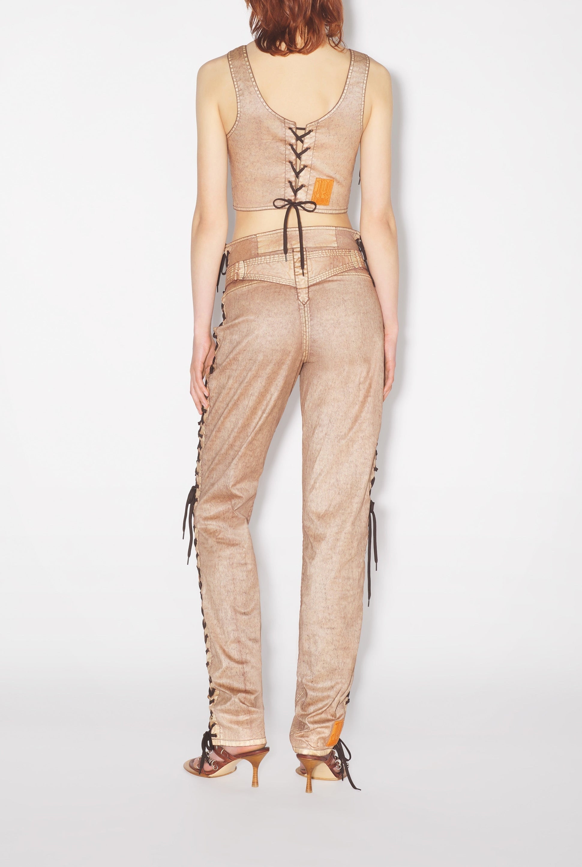 Pantalon JPG x Knwls en denim - Brown & Écru