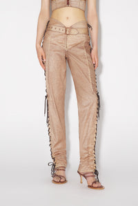Pantalon JPG x Knwls en denim - Brown & Écru