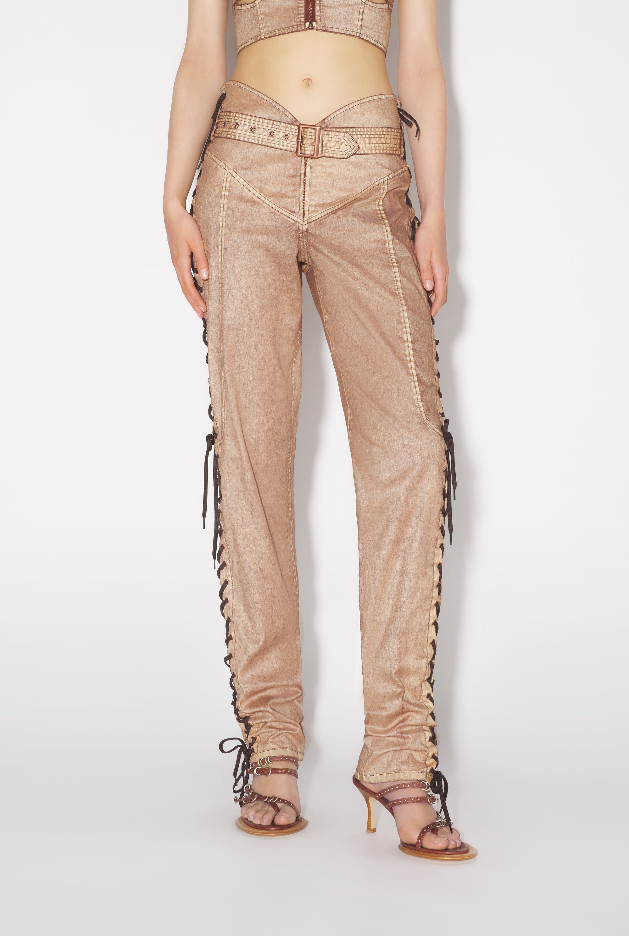 Pantalon JPG x Knwls en denim - Brown & Écru