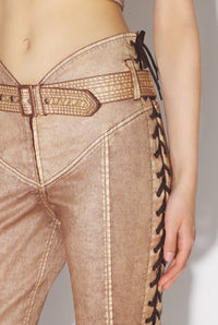 Pantalon JPG x Knwls en denim - Brown & Écru