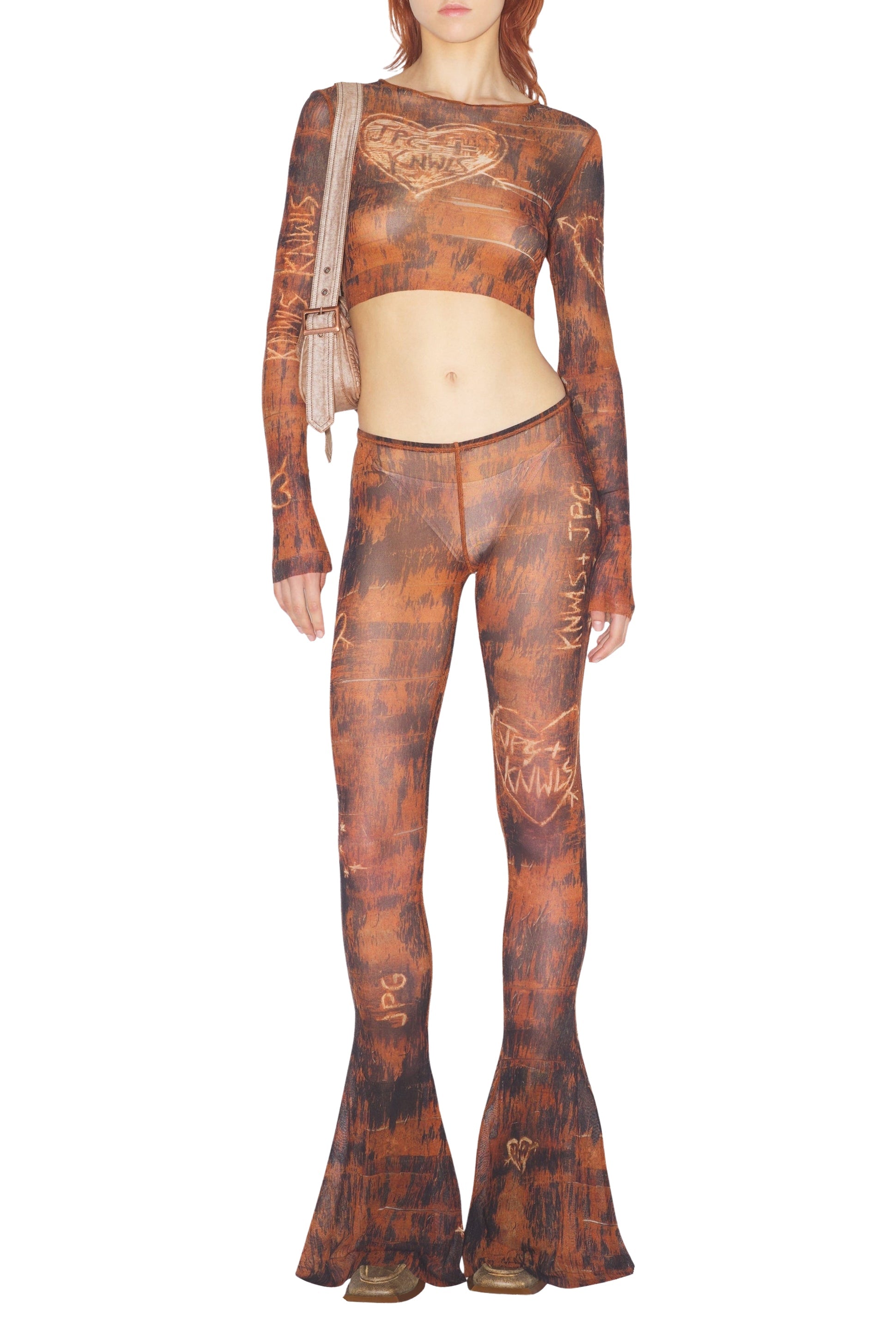 Pantalon JPG x Knwls imprimé - Brown & Écru