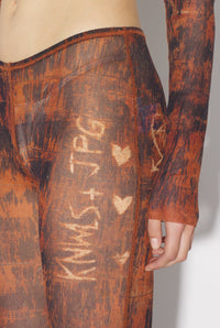 Pantalon JPG x Knwls imprimé - Brown & Écru