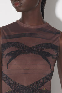 Robe courte JPG x Knwls imprimée en tulle - Ebene & Grey & Black