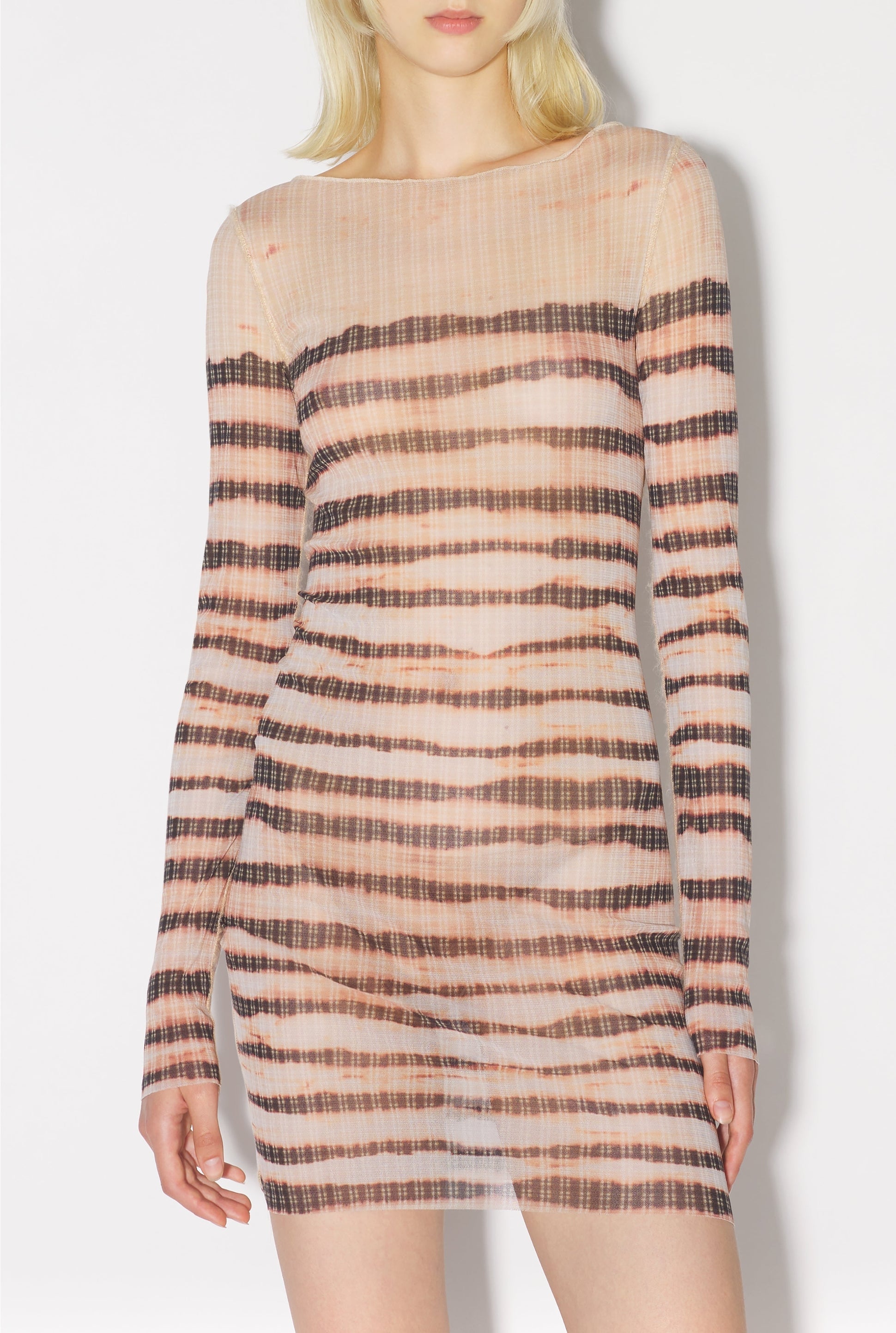 Robe courte JPG x Knwls marinière imprimée - Écru & Brown