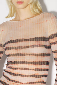 Robe courte JPG x Knwls marinière imprimée - Écru & Brown