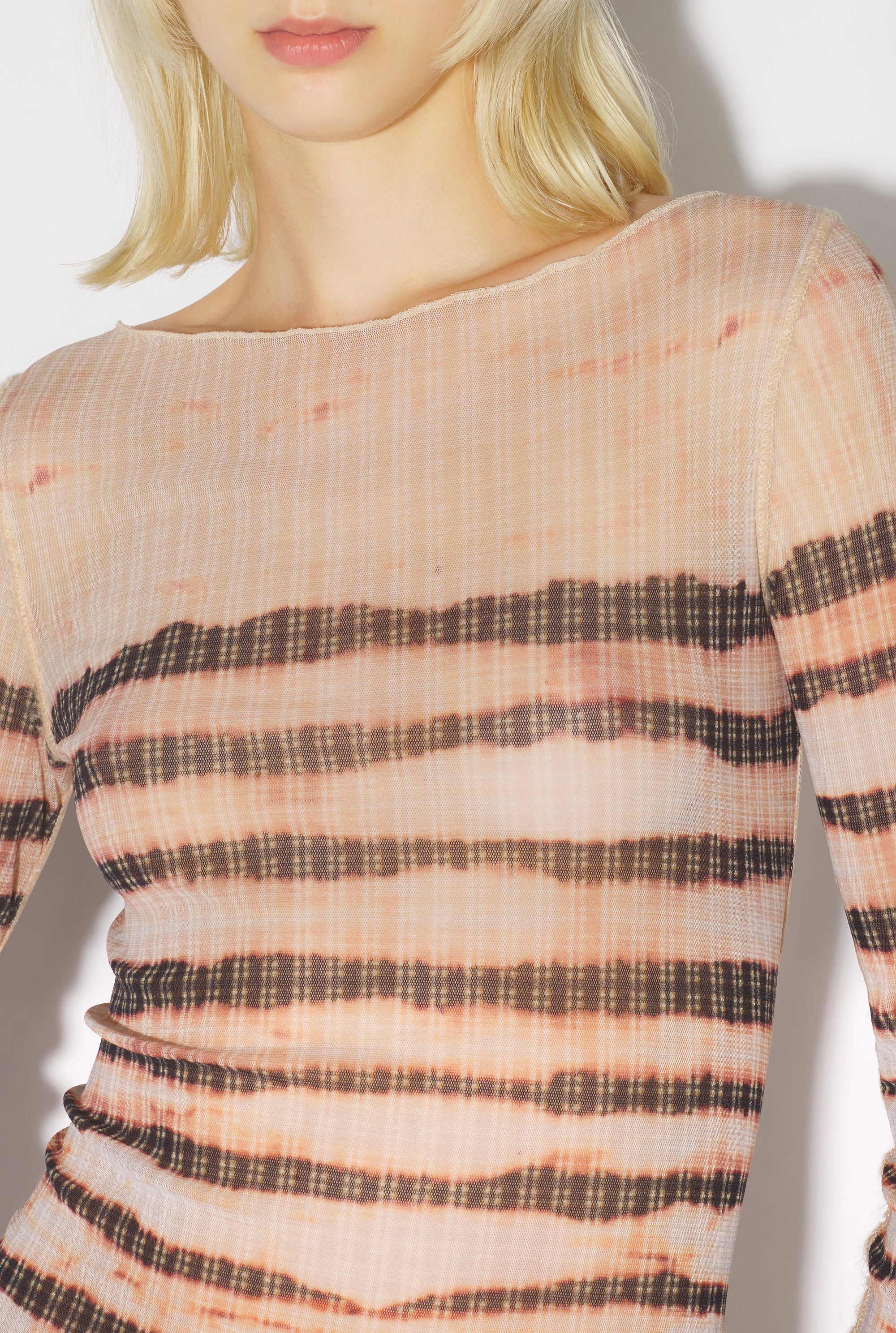 Robe courte JPG x Knwls marinière imprimée - Écru & Brown