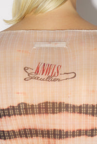 Robe courte JPG x Knwls marinière imprimée - Écru & Brown