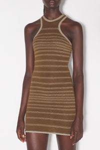 Robe courte JPG x Knwls à rayures - Brown & Écru