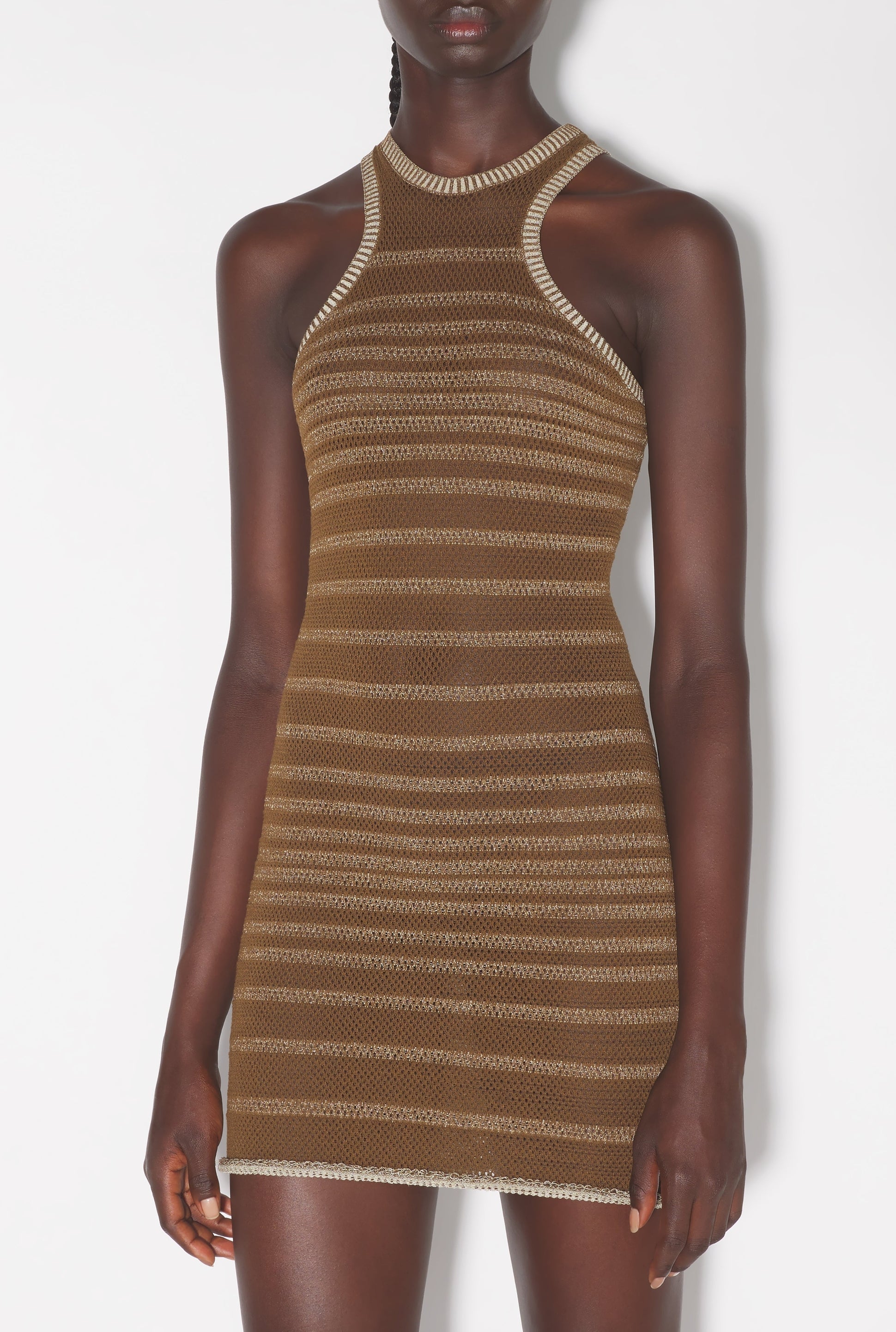 Robe courte JPG x Knwls à rayures - Brown & Écru