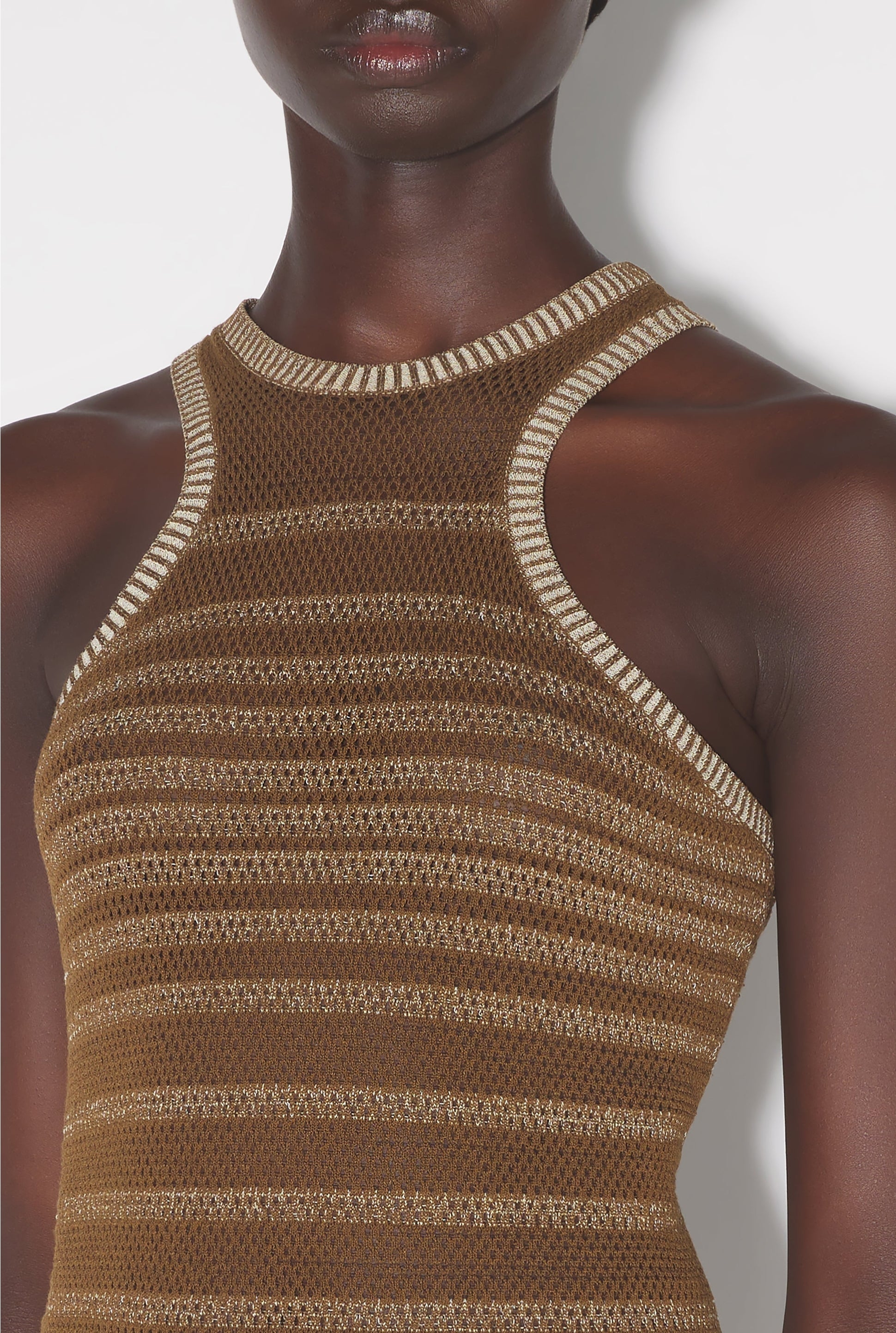 Robe courte JPG x Knwls à rayures - Brown & Écru