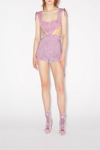 JPG x Knwls denim bra - Lilac