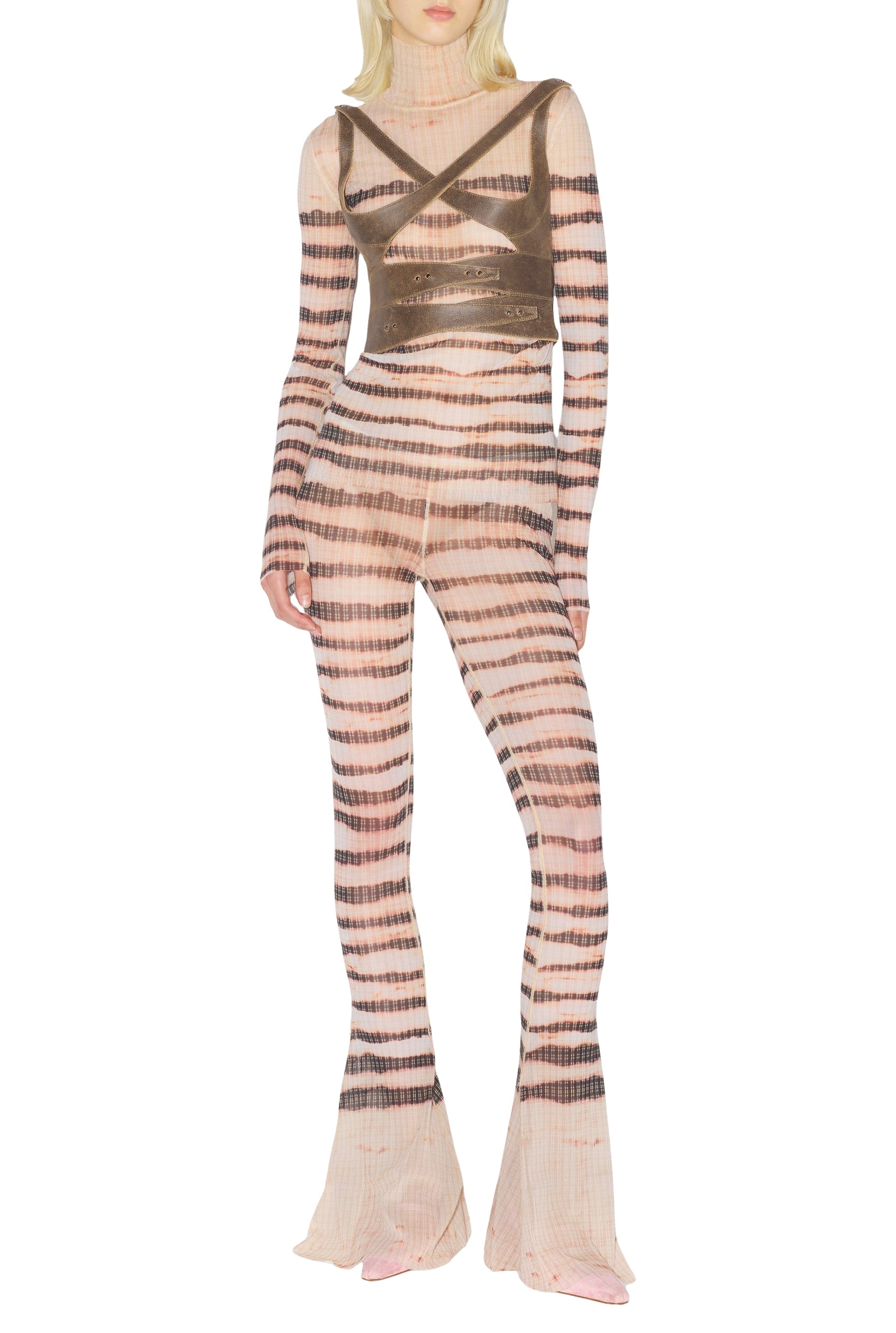 Corset JPG x Knwls à bretelles en cuir - Brown