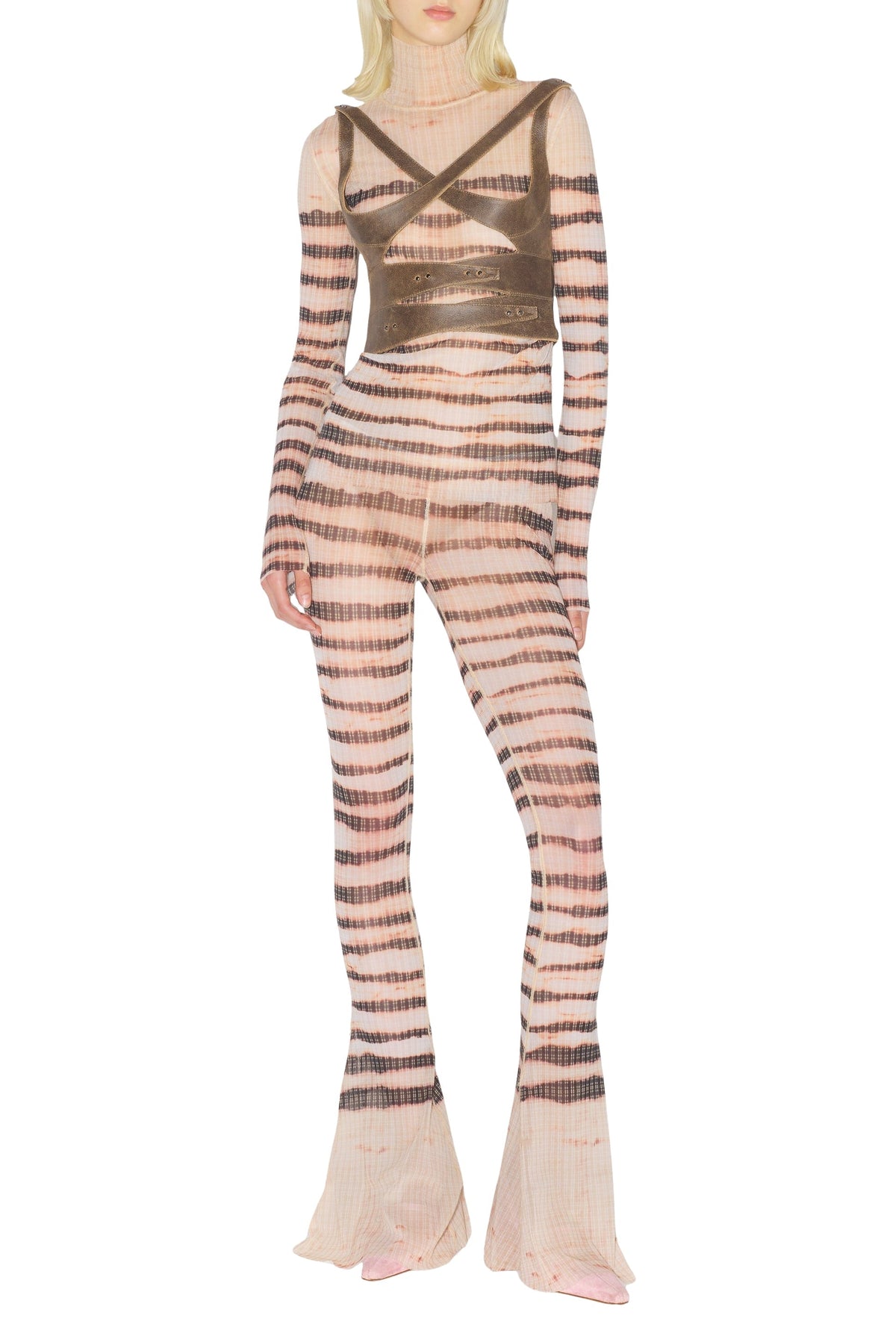 Corset JPG x Knwls à bretelles en cuir - Brown