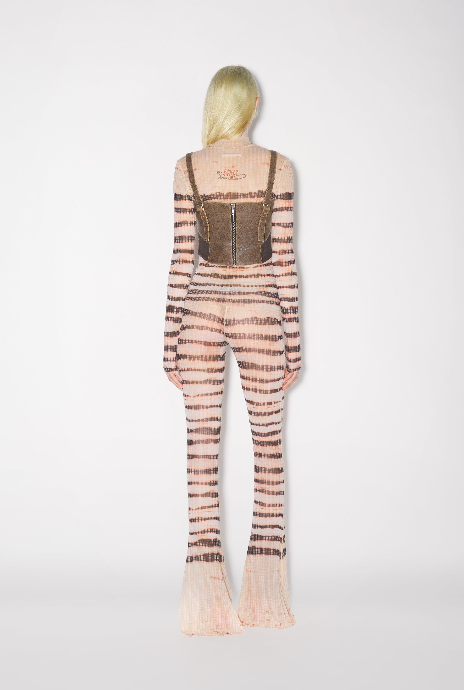 Corset JPG x Knwls à bretelles en cuir - Brown