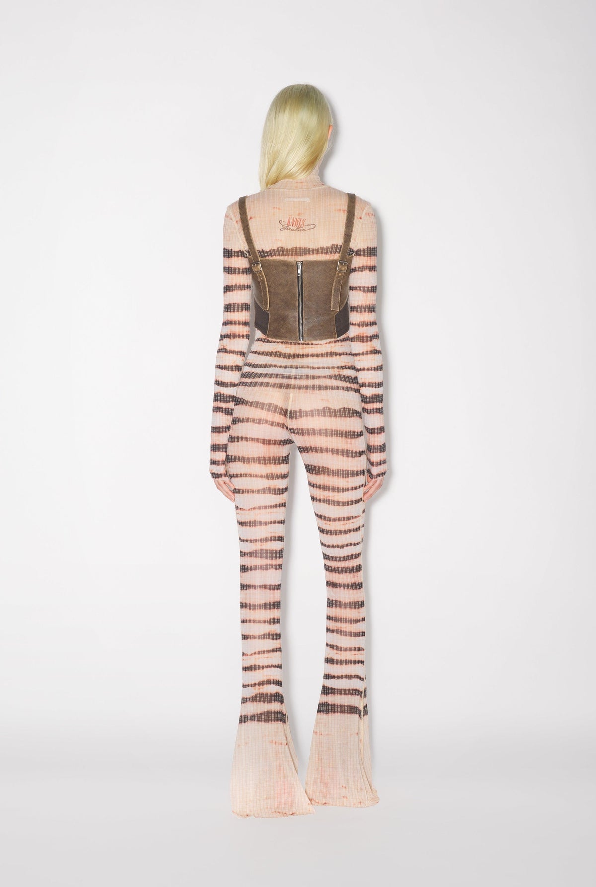 Corset JPG x Knwls à bretelles en cuir - Brown