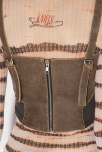 Corset JPG x Knwls à bretelles en cuir - Brown