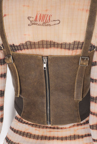 Corset JPG x Knwls à bretelles en cuir - Brown
