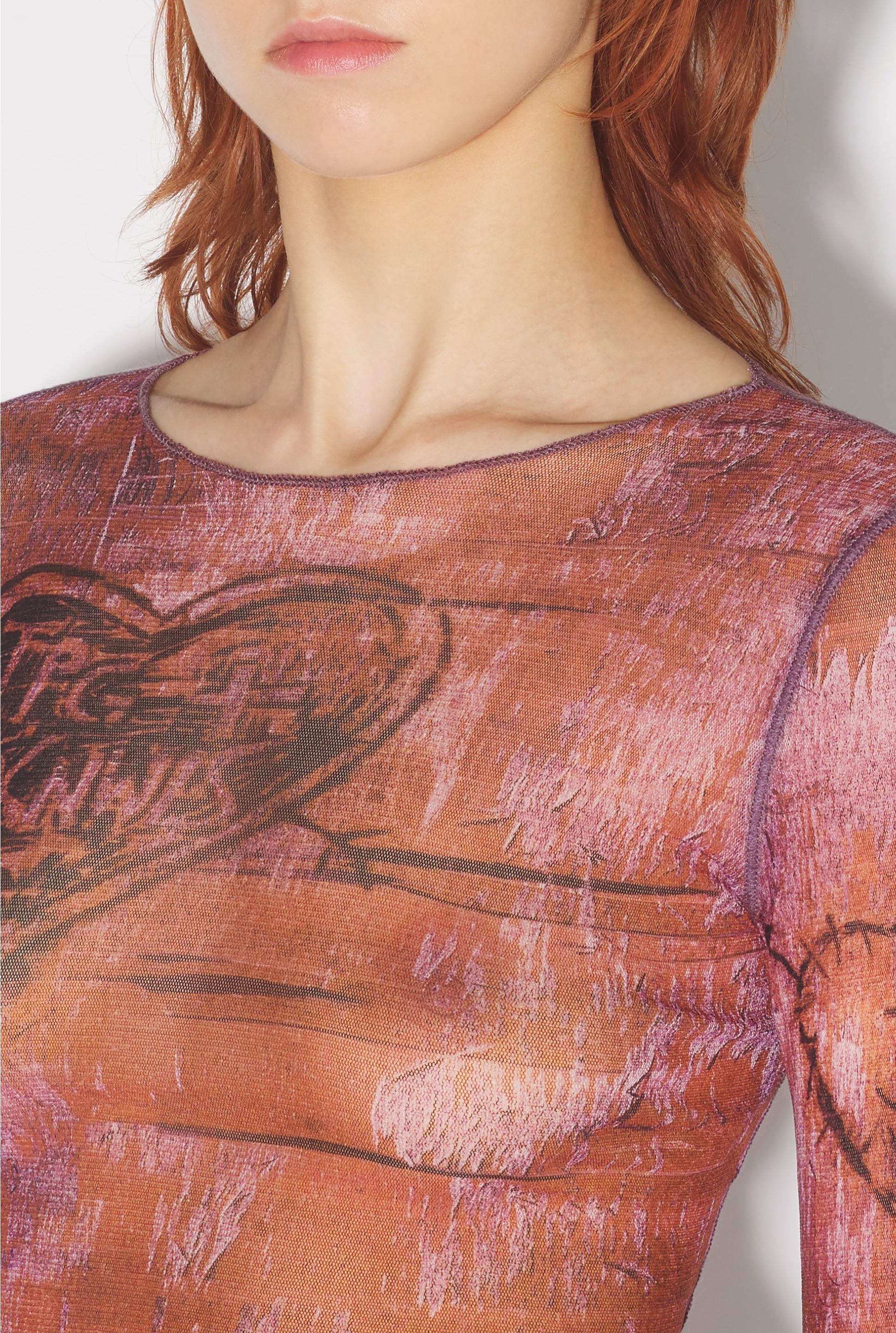 Top court JPG x Knwls imprimé en tulle - Brown & Lila