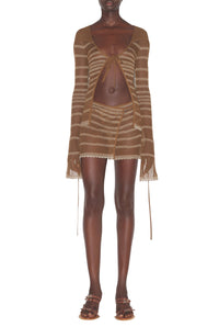 JPG x Knwls Stripe Cardigan - Brown & Ecru