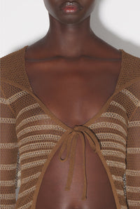 JPG x Knwls Stripe Cardigan - Brown & Ecru