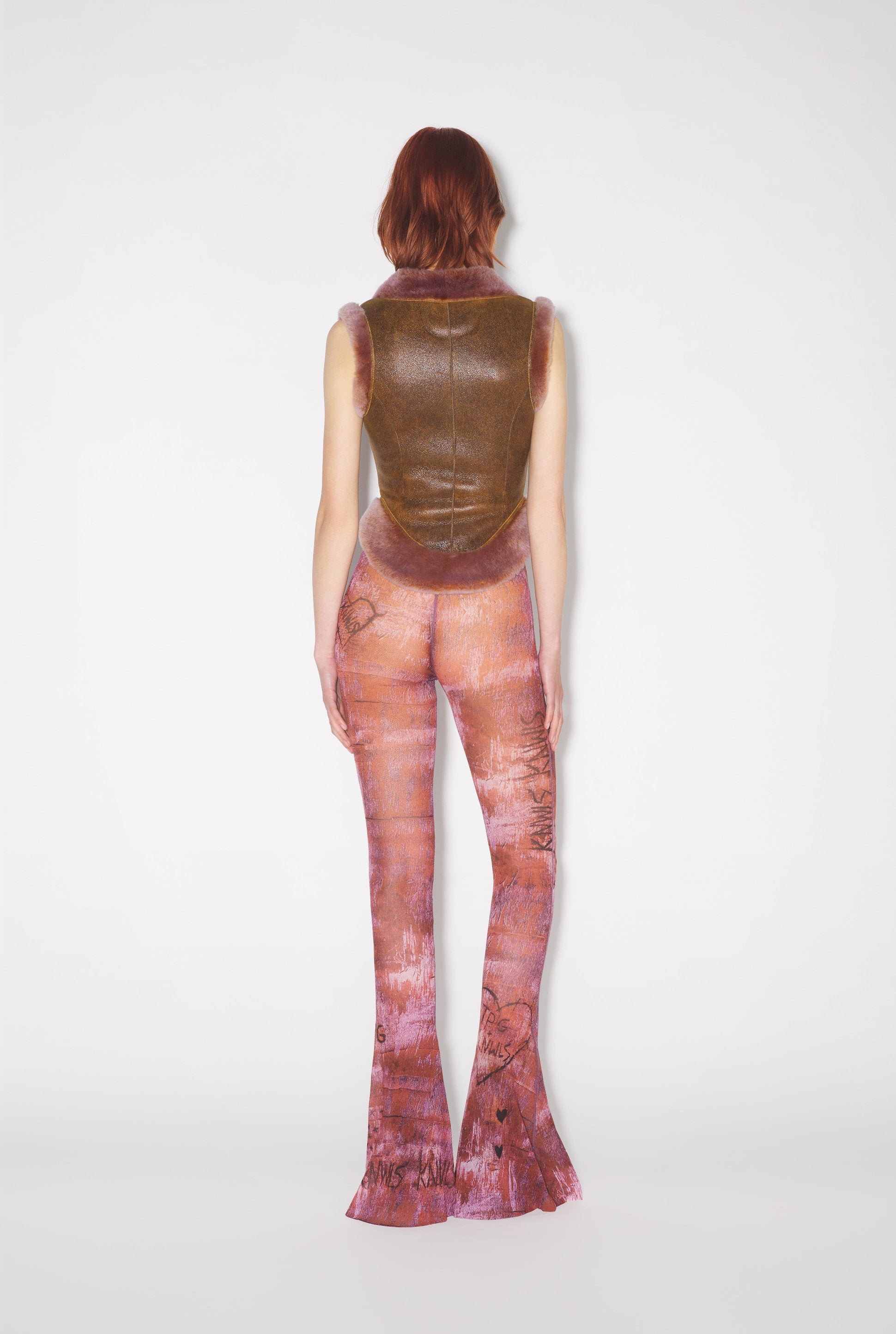 Corset JPG x Knwls zippé en cuir - Brown & Lila