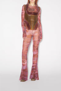 Corset JPG x Knwls zippé en cuir - Brown & Lila