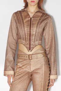 Veste JPG x Knwls en denim - Brown & Écru