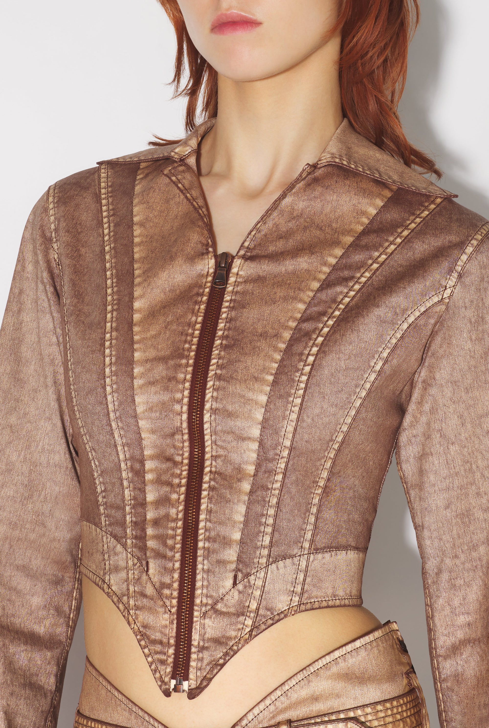 Veste JPG x Knwls en denim - Brown & Écru