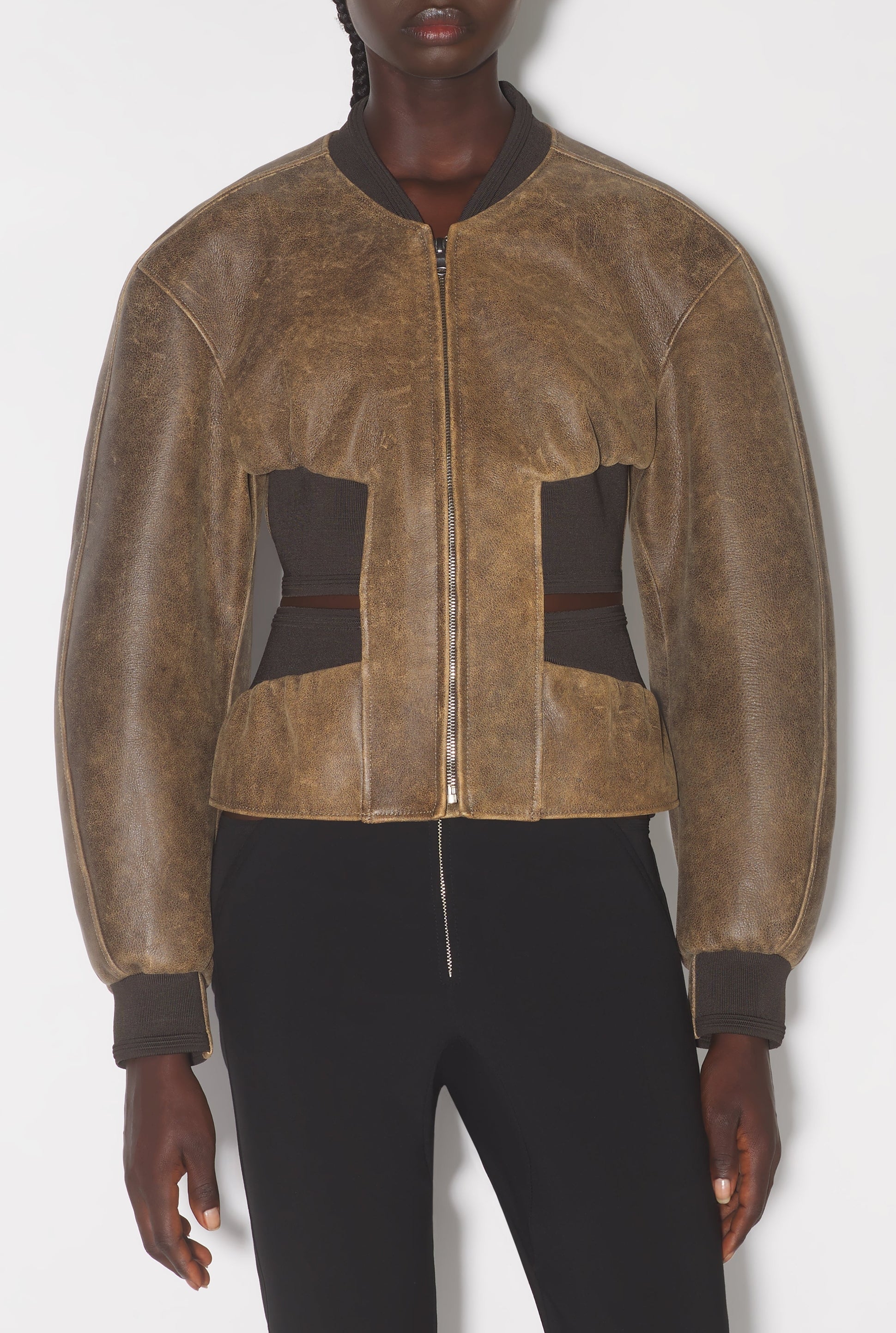Bomber JPG x Knwls en cuir - Brown