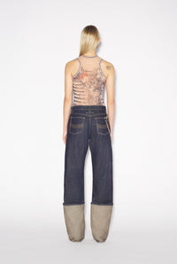 Body Tattoo marinière imprimé en tulle - Nude & Blue & Red