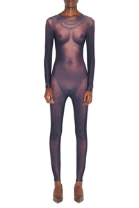 Combinaison Tattoo imprimée - Dark Nude